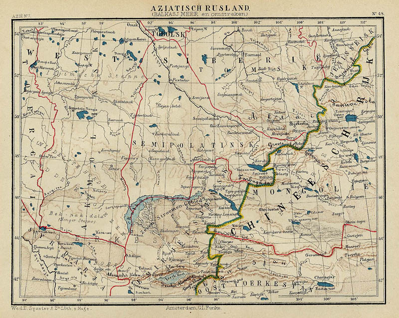 afbeelding van kaart Aziatisch Rusland. Balkasj meer en omstreken van Kuyper (Kuijper)