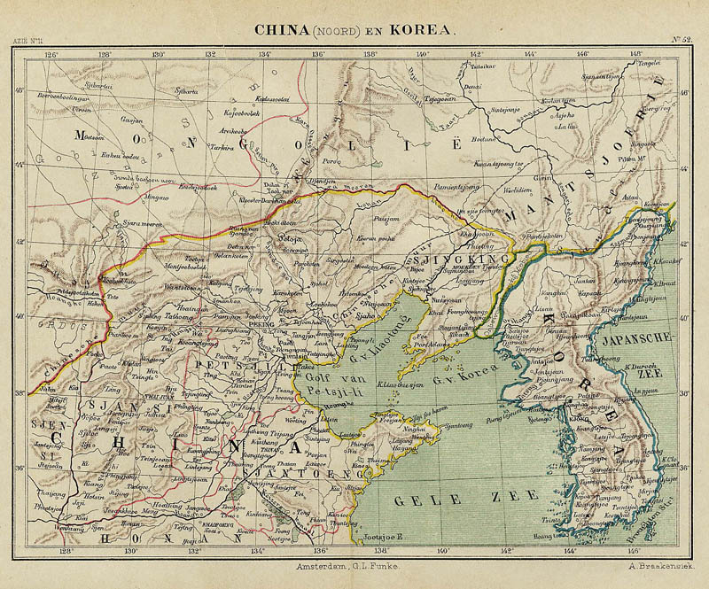 afbeelding van kaart China (Noord) en Korea van Kuyper (Kuijper)