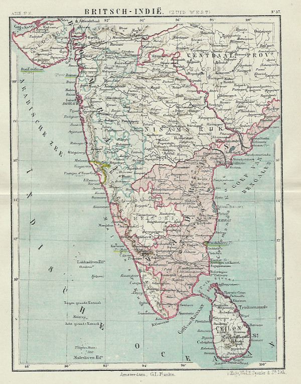 afbeelding van kaart Britsch Indië (Zuid West) van Kuyper (Kuijper)