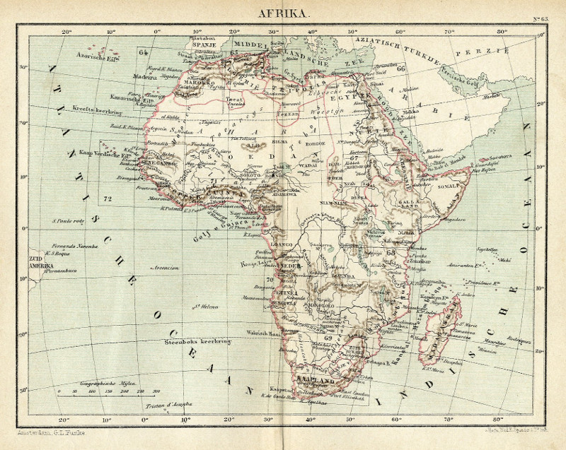 afbeelding van kaart Afrika van J.Kuyper