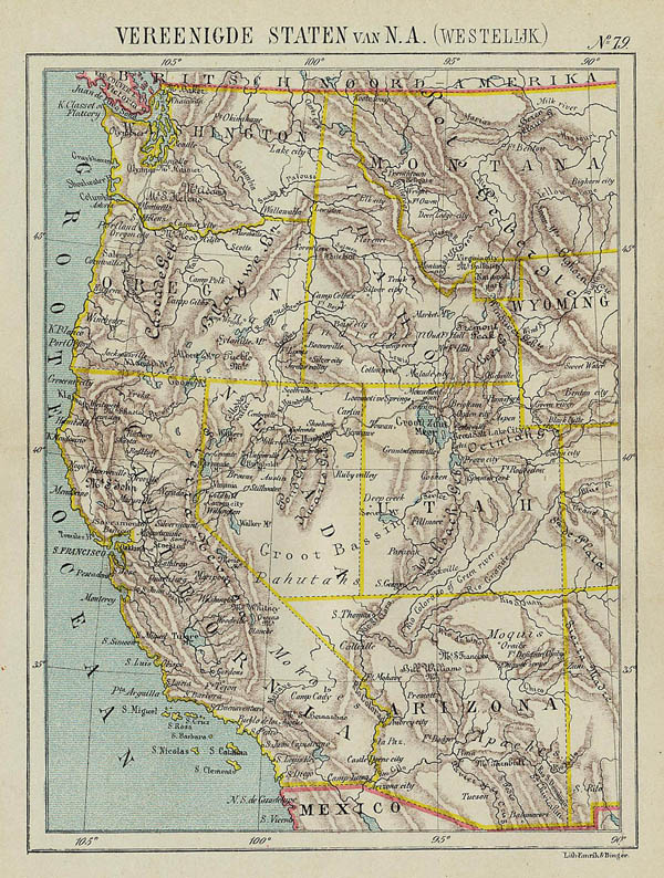 afbeelding van kaart Vereenigde Staten van N.A. (Westelijk) van Kuyper (Kuijper)