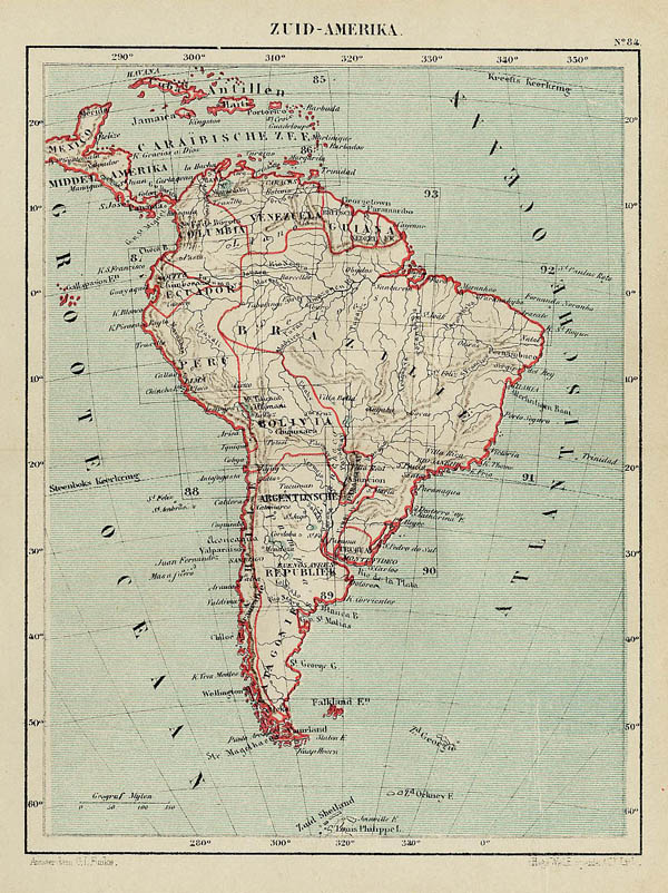 afbeelding van kaart Zuid-Amerika van Kuyper (Kuijper)