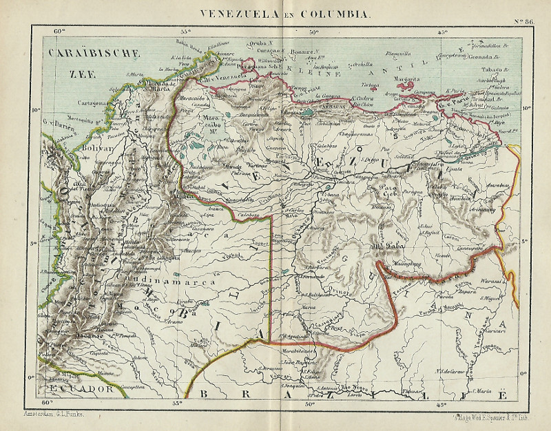 afbeelding van kaart Venezuela en Columbia van Kuyper (Kuijper)