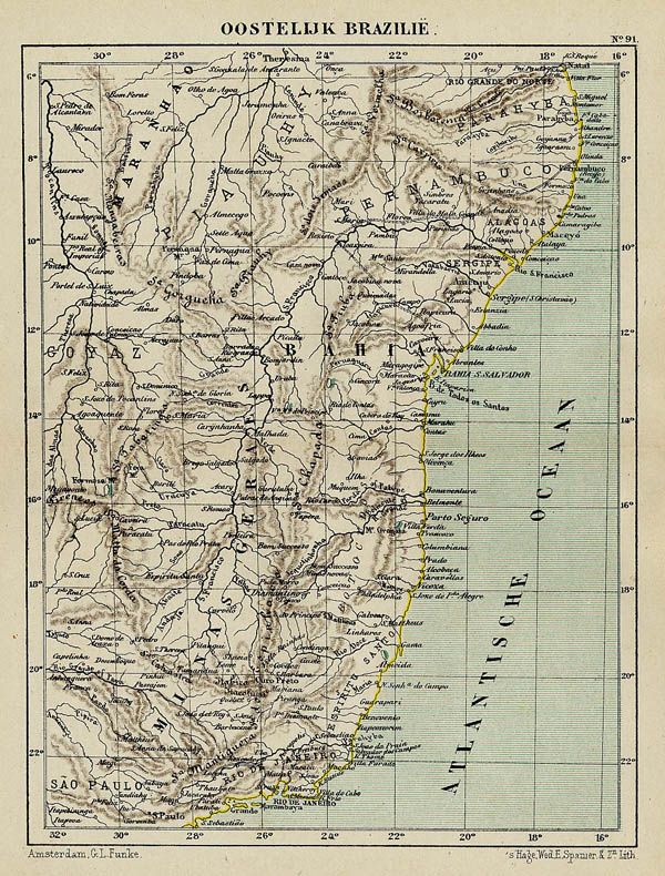 afbeelding van kaart Oostelijk Brazilië van Kuyper (Kuijper)
