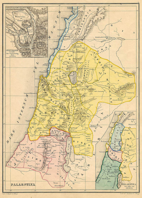 afbeelding van kaart Palaestina van De Erven Thierry en Mensing