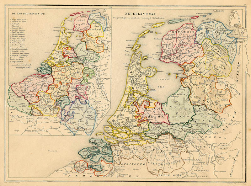 afbeelding van kaart Nederland 1648. De gevestigde republiek der vereenigde Nederlanden van De Erven Thierry en Mensing
