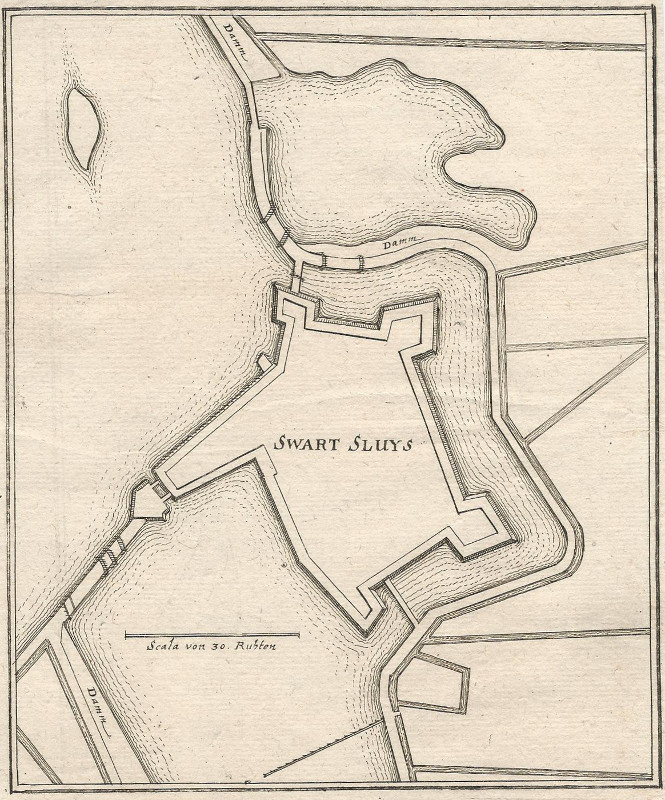 afbeelding van plattegrond Swart Sluys van Merian (Zwartsluis)