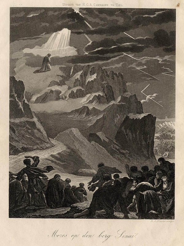 afbeelding van prent Mozes op den berg Sinaï van HCA Campagne, Tiel