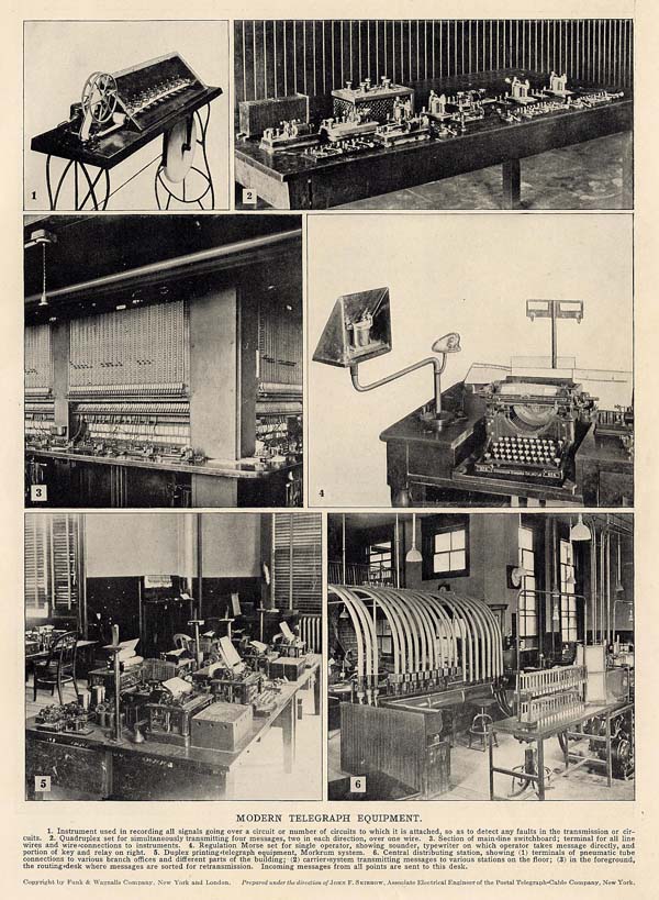 afbeelding van prent Modern Telegraph- and Telephone Equipment van Funk&Wagnalls Company