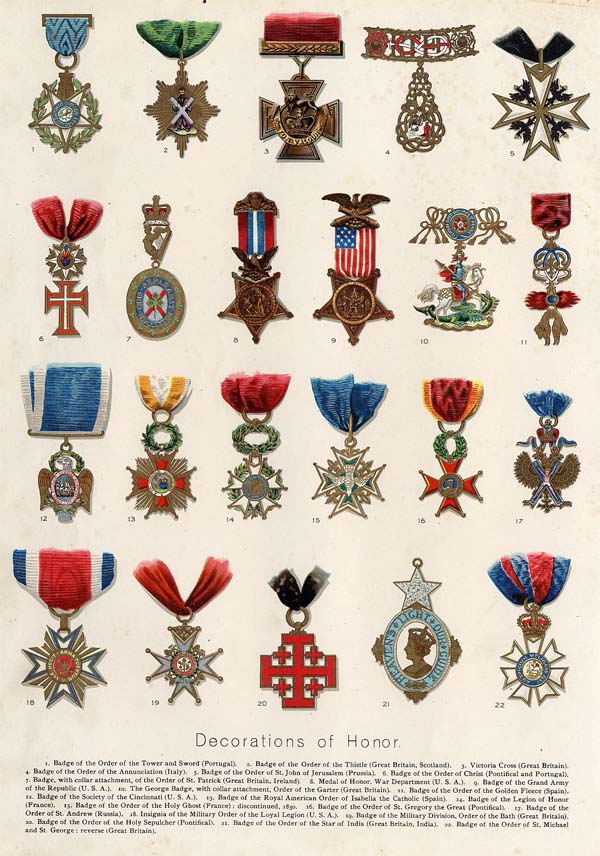 afbeelding van prent Decorations of Honor (1) van Funk&Wagnalls Company