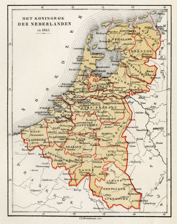afbeelding van kaart Het Koningrijk Der Nederlanden in 1815 van C.L. Brinkman, Amsterdam