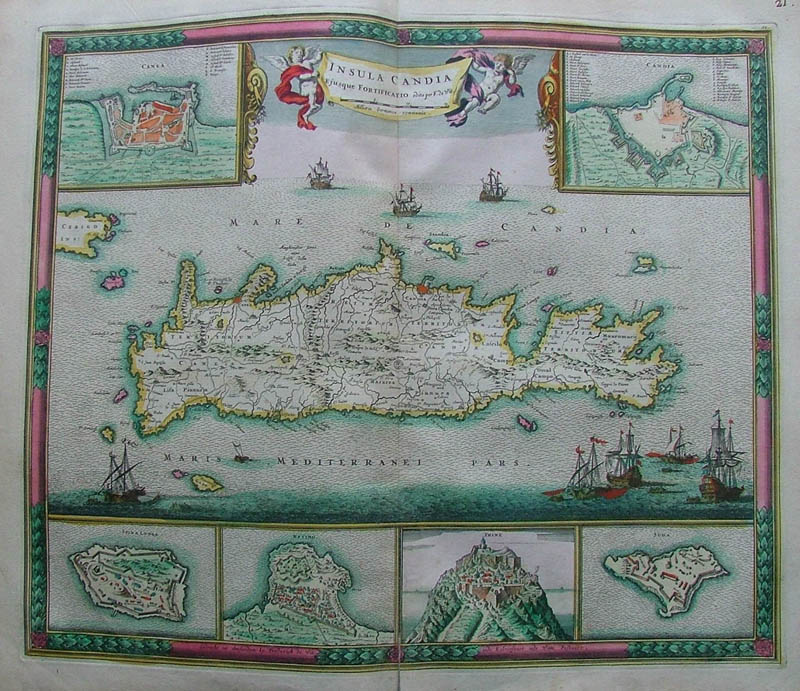 afbeelding van kaart Insula Candia Ejusque Fortificatio. van Wit, Frederik de