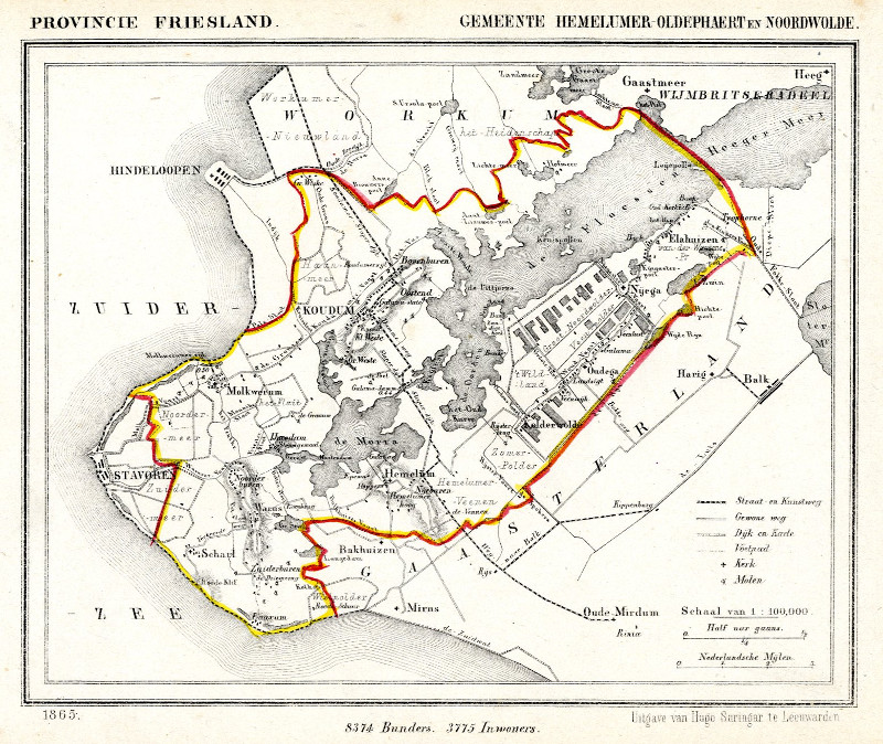 afbeelding van Kuyperkaart Gemeente Hemelumer-Oldephaert en Noordwolde van Kuyper (Kuijper)
