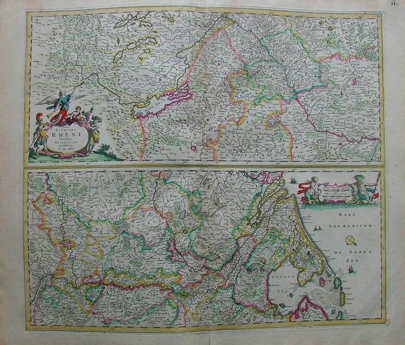 afbeelding van kaart Totius Fluminis RHENI Novissima Descriptio van Frederik de Wit