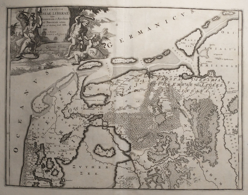 afbeelding van kaart Frisiae Liberae inter Kinnemun et Amisiam van Mensone Alting