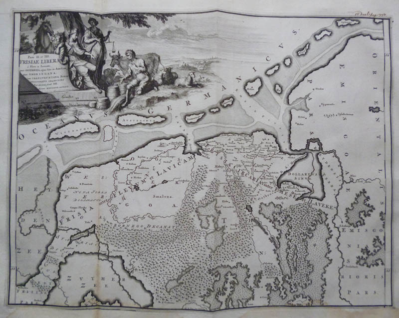 afbeelding van kaart Frisiae Liberae a Flevo Lavicam, qua Ostfresia, Groningana, Transvechtana... van Mensone Alting, Ger de Broen