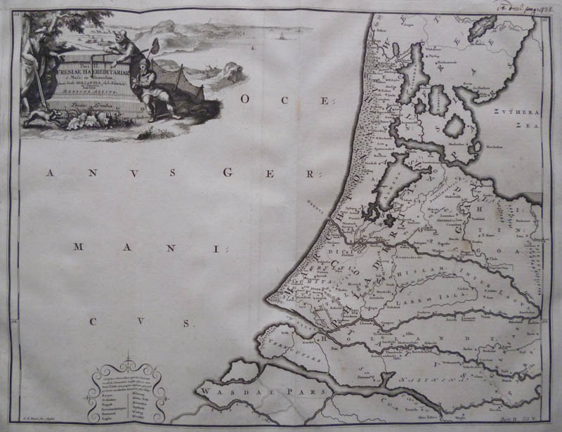 afbeelding van kaart Frisiae Haereditariae, a Mosa in Kinnemum van Mensone Alting, Ger de Broen