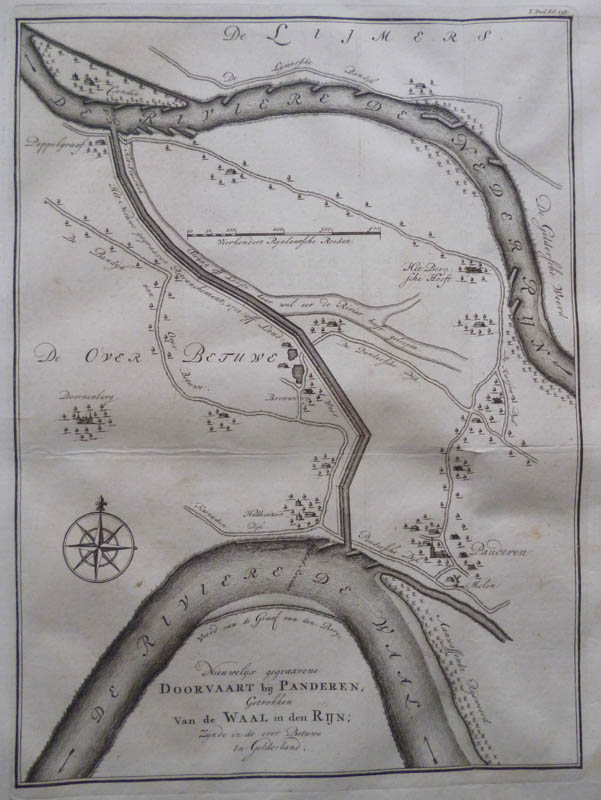 afbeelding van kaart Doorvaart bij Pannerden, Getrokken van de Waal in den Rijn van Mensone Alting, NN