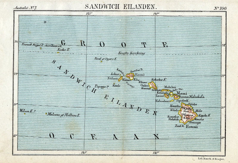 afbeelding van kaart Sandwich Eilanden (Hawaï) van Jacob Kuyper (Kuijper)