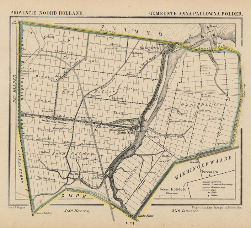 afbeelding van Kuyperkaart Gemeente Anna Paulowna Polder van Jacob Kuyper
