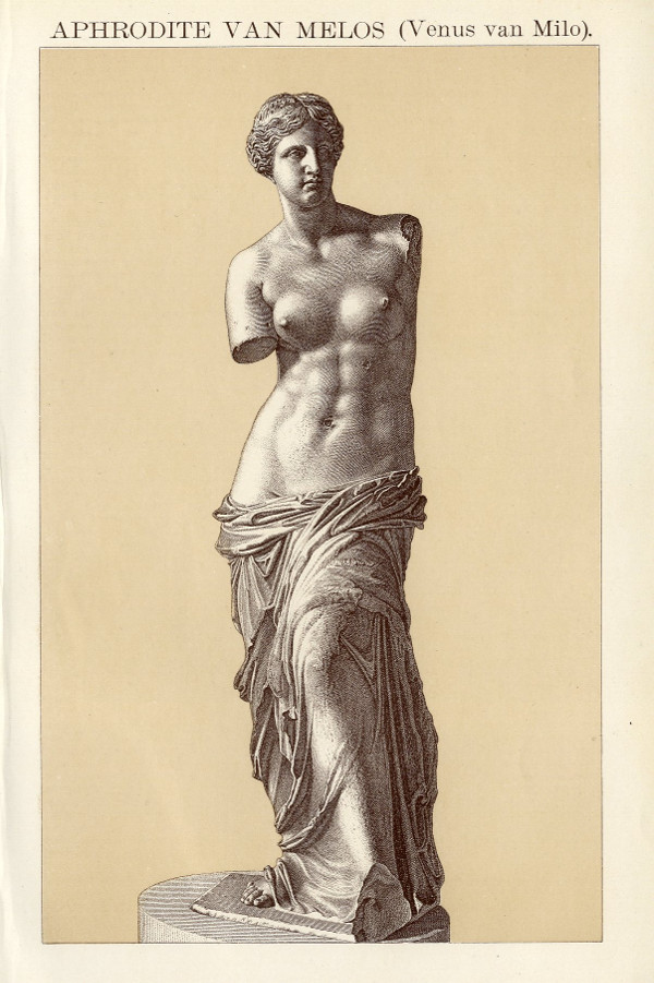 afbeelding van prent Aphrodite van Melos (Venus van Milo) van Winkler Prins