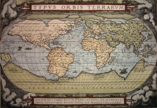 afbeelding van kaart Typus Orbis Terrarum van Abraham Ortelius