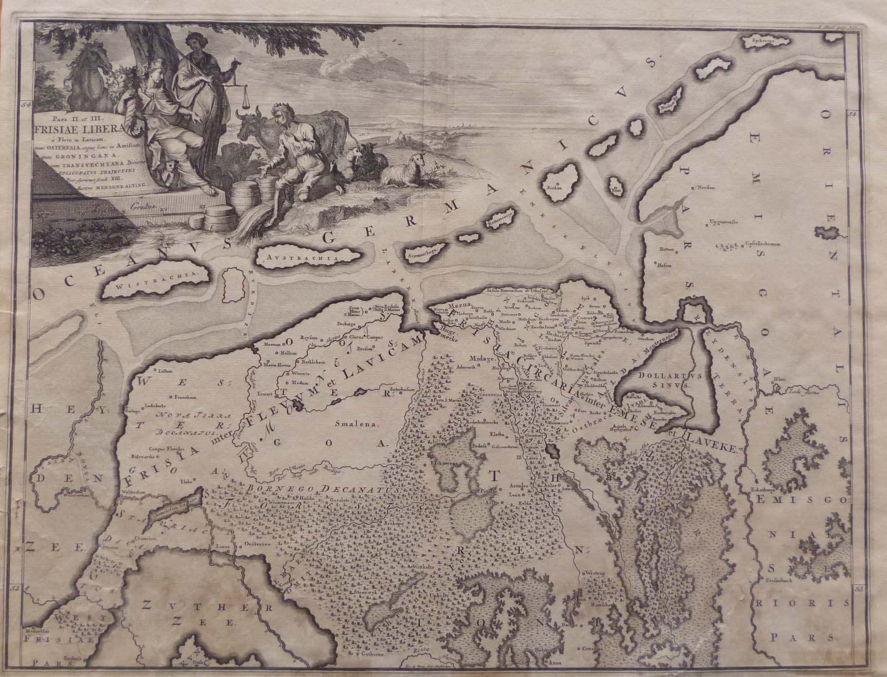 afbeelding van kaart Frisiae Libera van Mensone Alting