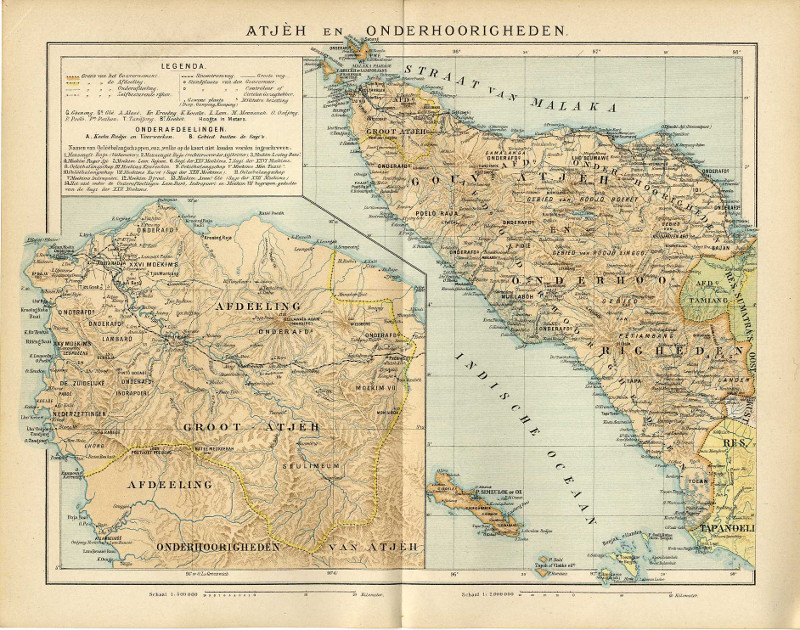 afbeelding van kaart Atjèh en onderhoorigheden van Winkler Prins
