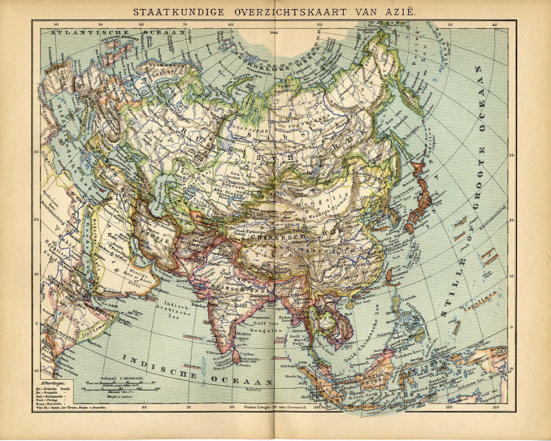 afbeelding van kaart Staatkundige overzichtskaart van Azië van Winkler Prins