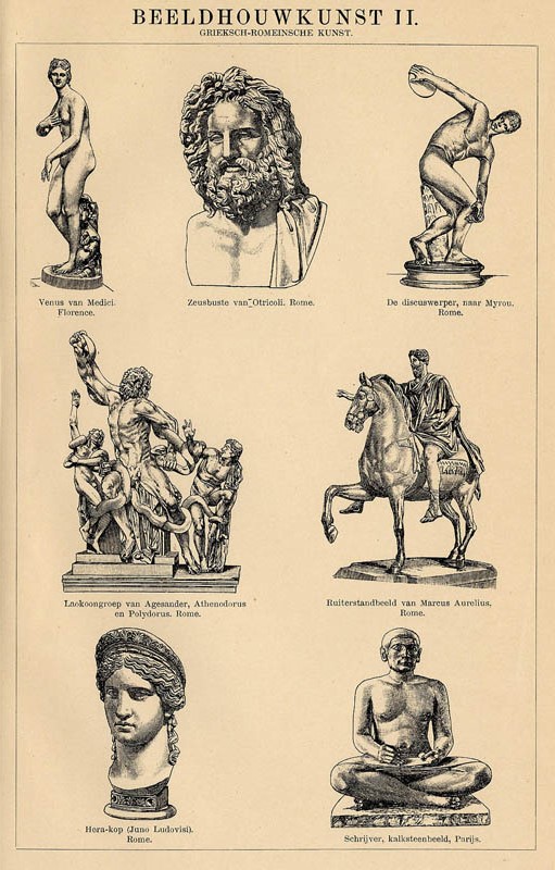 afbeelding van prent Beeldhouwkunst II (2), Grieksch-Romeinsche kunst van Winkler Prins