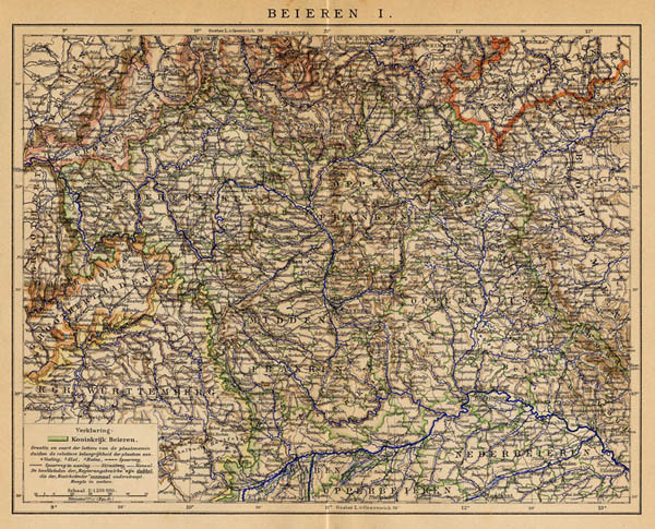 afbeelding van kaart Beieren I (1) van Winkler Prins