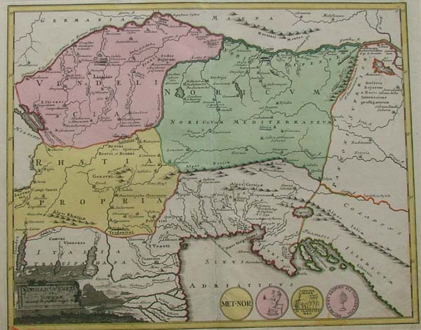 afbeelding van kaart Vindelicia Rheti van Weigel, Christoph (Witwe) (Croatia)