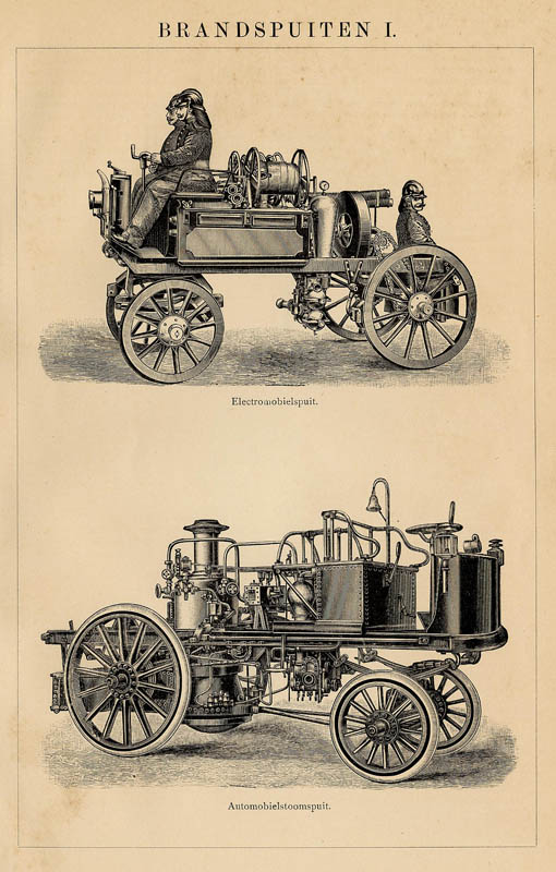 afbeelding van prent Brandspuiten I van Winkler Prins (Auto)