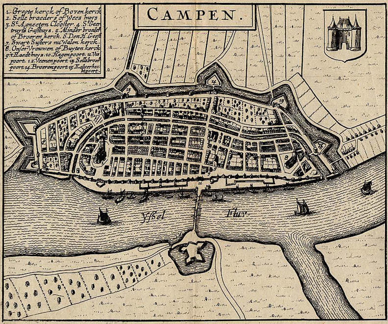 afbeelding van plattegrond Campen van Lodovico Guicciardini (Kampen)