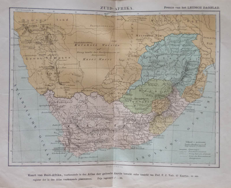 afbeelding van kaart Zuid-Afrika van Prof. P. J. Veth, P.W.M. Trap