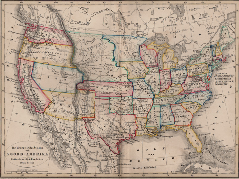 afbeelding van kaart De Vereenigde Staten van Noord-Amerika van A. Baedeker, D. Heyse
