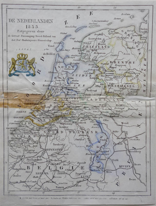 afbeelding van kaart De Nederlanden 1855 van Veelwaard