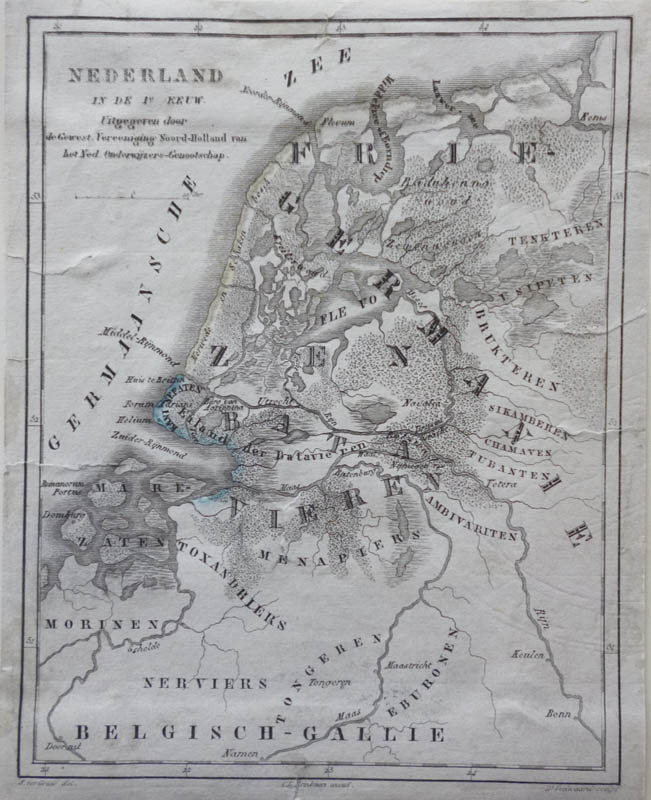 afbeelding van kaart Nederland in de 1e eeuw van Veelwaard