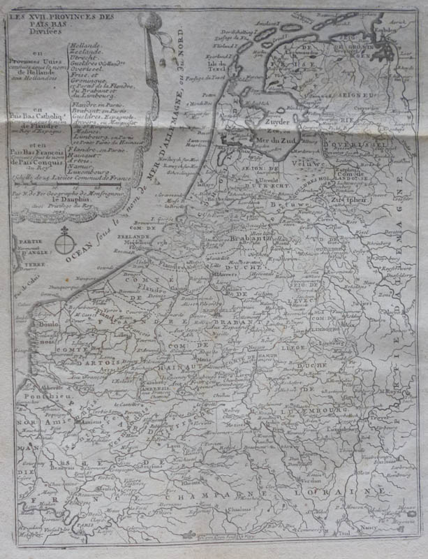 afbeelding van kaart Les XVII Provinces des Pais Bas van Le Dauphin, VC, van Loon