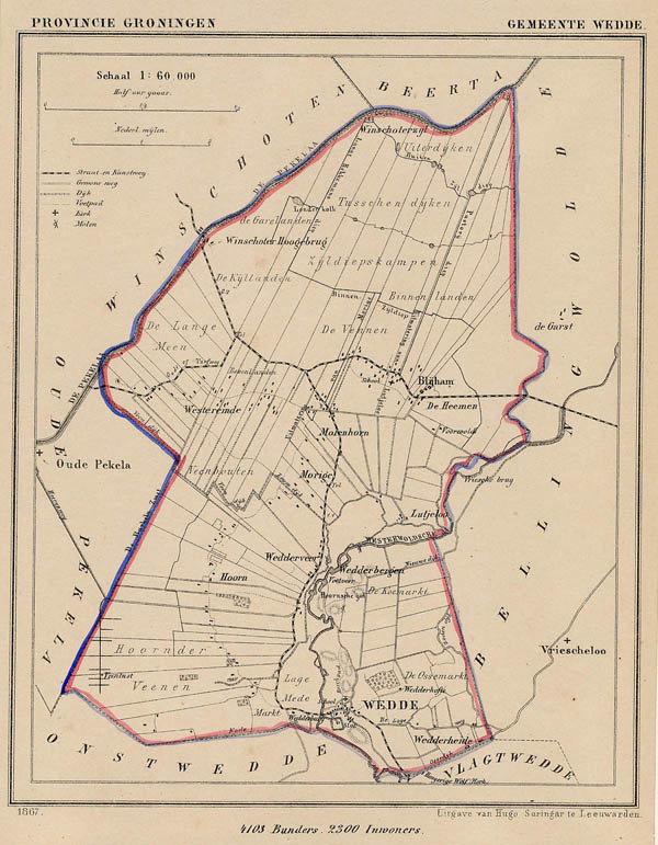 afbeelding van Kuyperkaart Gemeente Wedde van Jacob Kuyper (Kuijper)