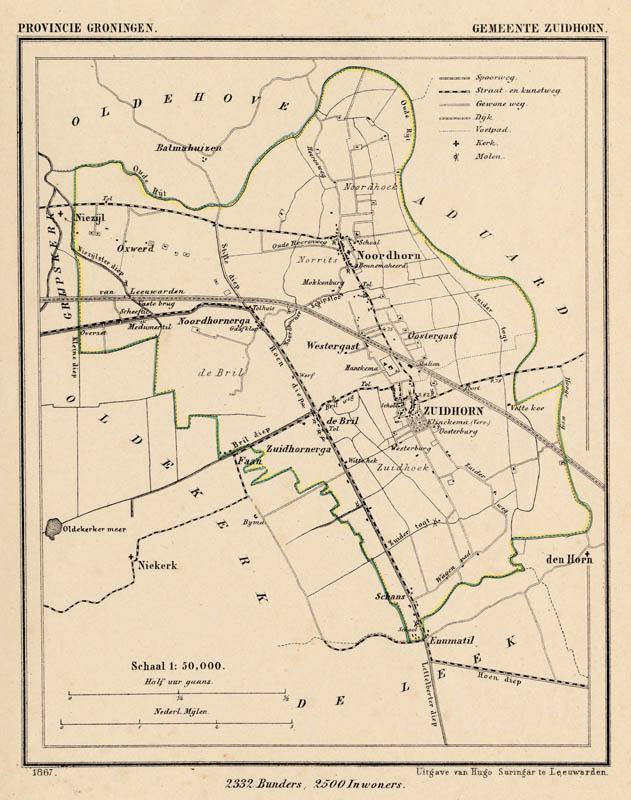 afbeelding van Kuyperkaart Gemeente Zuidhorn van Jacob Kuyper (Kuijper)