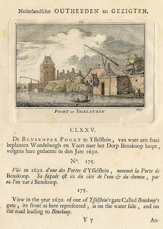 afbeelding van prent Poort tot Ysselstein van Abraham Rademaker, WIllem Barents (IJsselstein)