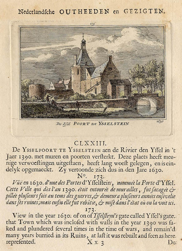 afbeelding van prent De Issel Poort tot Ysselstein van Abraham Rademaker, WIllem Barents (IJsselstein)