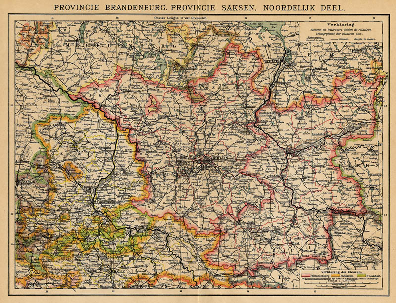 afbeelding van kaart Provincie Brandenburg. Provincie Saksen, Noordelijk Deel van Winkler Prins