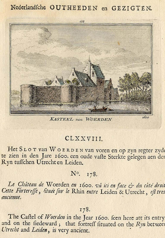 afbeelding van prent Kasteel van Woerden van Abraham Rademaker (Woerden)