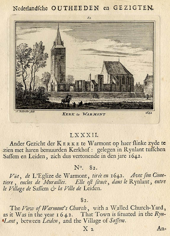 afbeelding van prent Kerk te Warmont 1642 van Abraham Rademaker (Warmond)