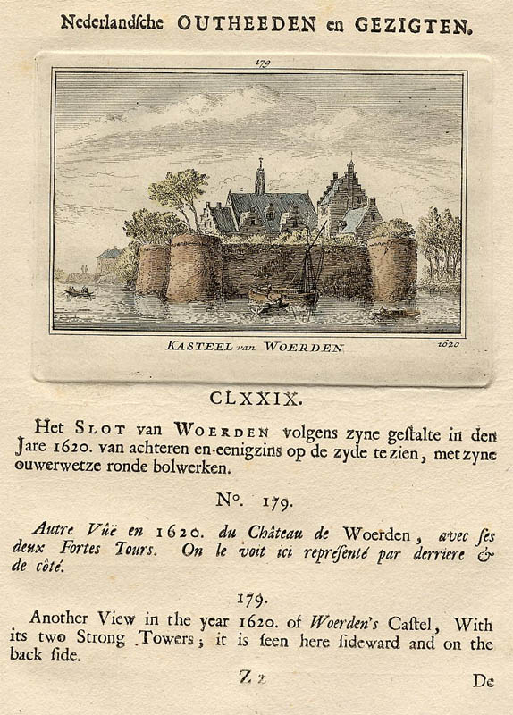 afbeelding van prent Kasteel van Woerden 1620  van Abraham Rademaker (Woerden)