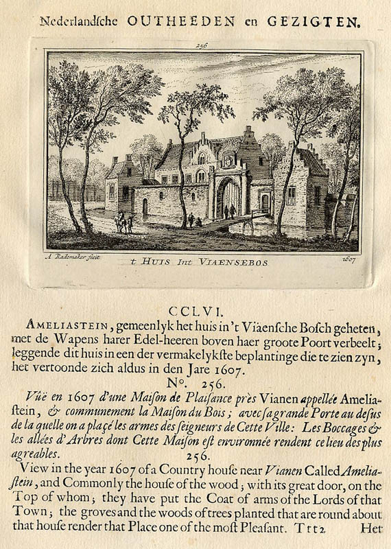 afbeelding van prent t Huys int Viaensebos 1607 van Abraham Rademaker (Vianen)