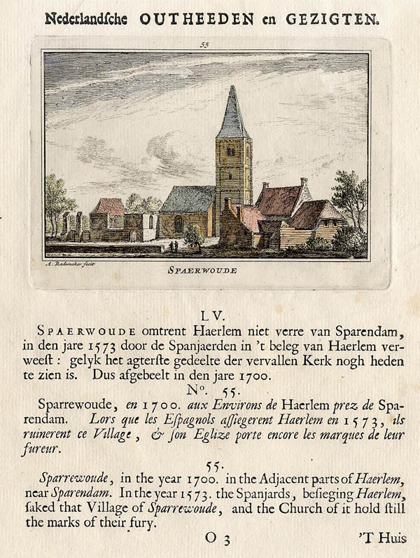 afbeelding van prent Spaerwoude van Abraham Rademaker (Spaarnwoude)