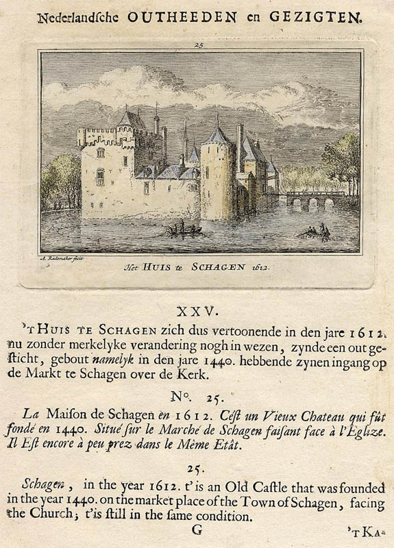 afbeelding van prent Het Huis te Schagen 1612 van Abraham Rademaker (Schagen)